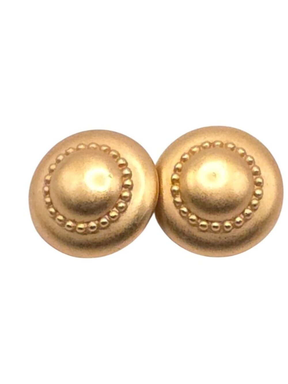 Vintage Monet Gold-Tone Clip-On Earrings With Textured Dome Design